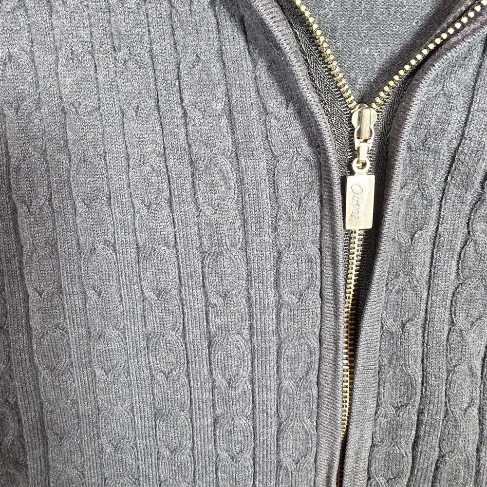 Curves Womens dark Gray Cable Knit Full Zip Hooded cardigan Size M Regular Fit - Picture 12 of 13
